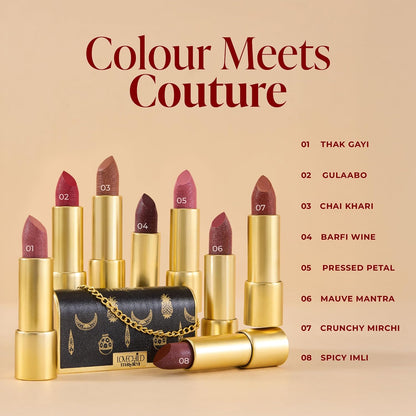 LoveChild Masaba "The Batua" Lipstick, Chai Khari (Nude Brown) Rich Satin Finish Lipstick with Built-in Mirror, Hydrating, Nourishing Formula with Jojoba Oil, 4g