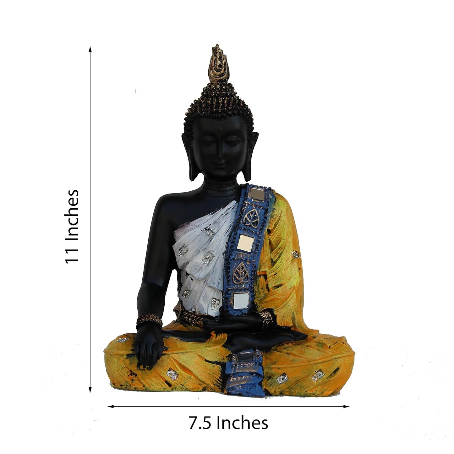 eCraftIndia Handcrafted Meditating Buddha Figurine Polyresin Statue (18.75 cm x 10 cm x 27.5 cm)