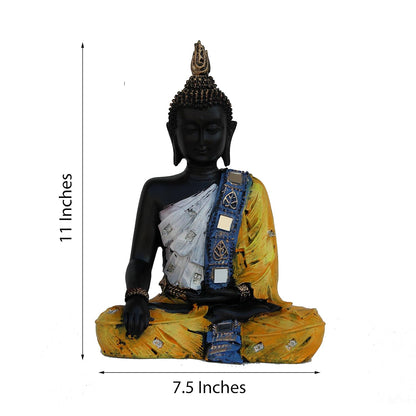 eCraftIndia Handcrafted Meditating Buddha Figurine Polyresin Statue (18.75 cm x 10 cm x 27.5 cm)