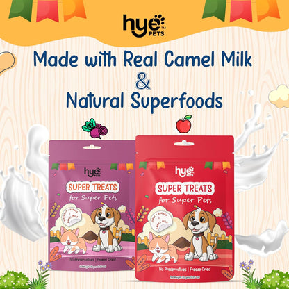 HYE Pets Super Treats for Super Pets – Freeze Dried Treats Made with Camel Milk, Beetroot & Banana | 30g