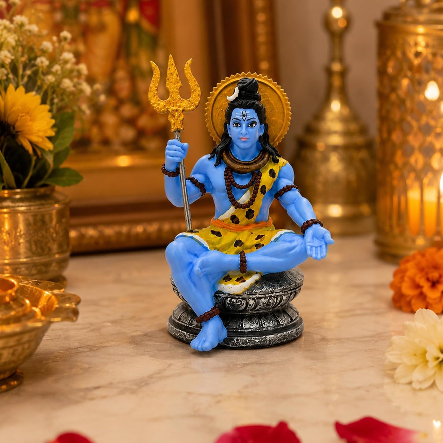 UNOVATE Shiva Idol for Car Dashboard | Adiyogi Statue | Mahadev Idol, 10 cm