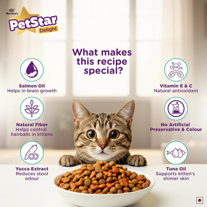 Mankind PetStar Adult Cat Food – Tuna Flavour (1 Kg) | Complete & Balanced Nutrition with Taurine for Urinary, Digestive & Heart Health