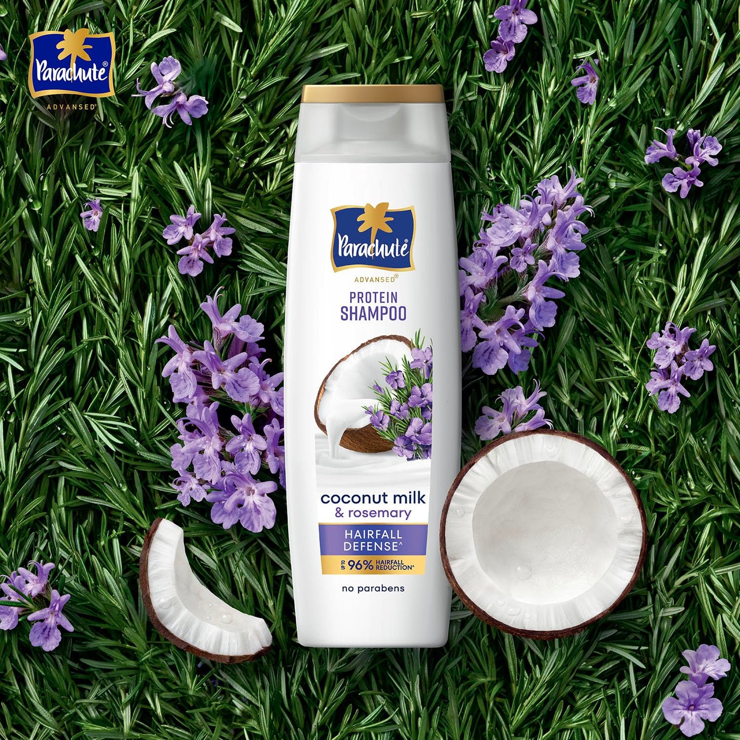 Parachute Advansed Protein Shampoo with Coconut Milk & Rosemary | Up to 96% Hair Fall Reduction & up to 23X Hair Fall Control | Protein Lock Technology | Paraben free | For Men & Women | 340ml