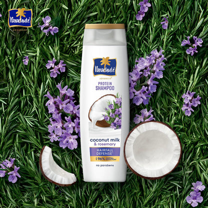 Parachute Advansed Protein Shampoo with Coconut Milk & Rosemary | Up to 96% Hair Fall Reduction & up to 23X Hair Fall Control | Protein Lock Technology | Paraben free | For Men & Women | 340ml