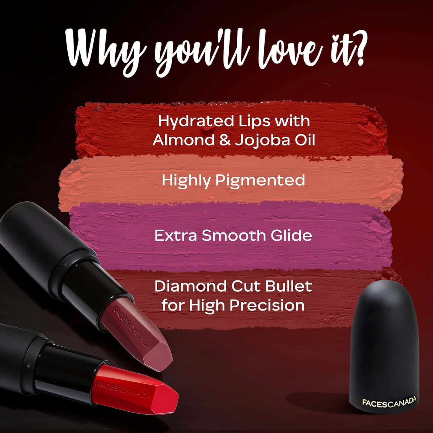 FACES CANADA Weightless Matte Lipstick - Royal Maroon 16 (Maroon), 4.5g | Highly Pigmented Lip Color | Smooth One Stroke Glide | Moisturizes & Hydrates Lips | Vitamin E, Jojoba & Almond Oil Enriched