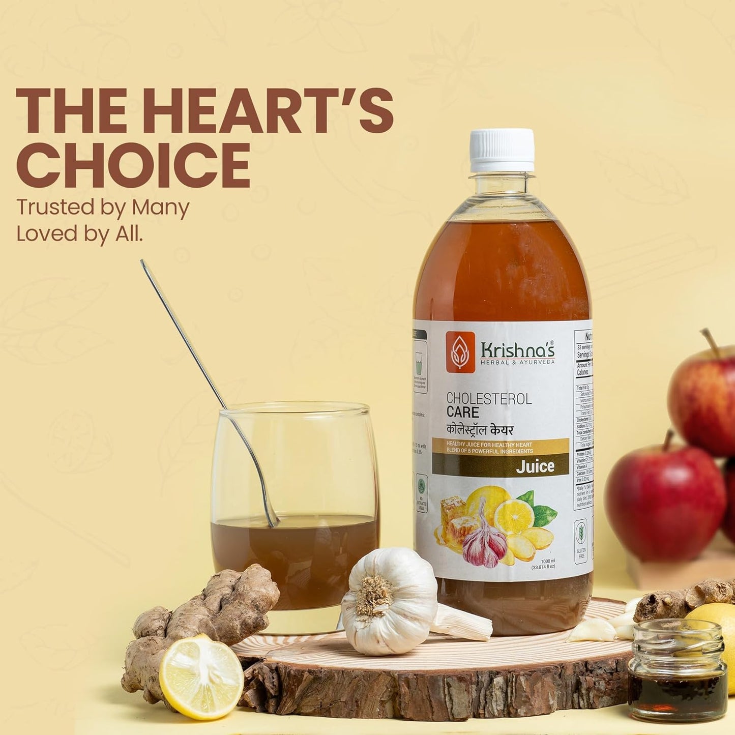 KRISHNA's HERBAL & AYURVEDA Cholesterol Care Juice - 500 Ml | Contains Honey With Apple Cider Ginger Garlic, Sugar Free, Health Drink