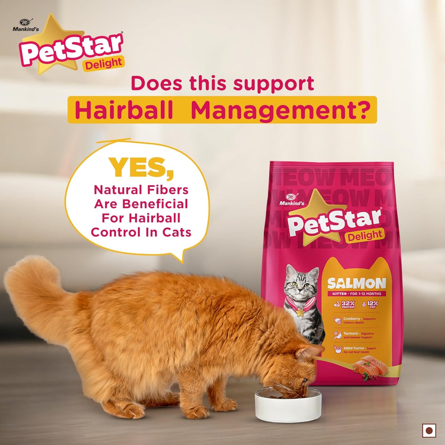 Mankind PetStar Kitten Cat Food – Salmon Flavour (1 Kg) | Complete & Balanced Nutrition for Healthy Growth, Urinary, Immune & Digestive Support