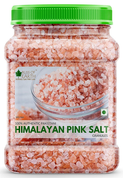 Bliss of Earth 1KG Granular Pakistani Himalayan Pink Salt Non Iodized for weight loss & Healthy Cooking, Natural Substitute of White Salt