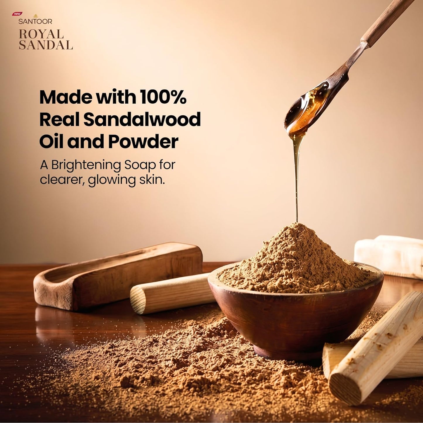 Santoor Royal Sandal Detan Pack | 3 Soaps (150g Each) | 100% Sandalwood Oil & Powder | 3-Step Natural Detan | Reduces tan, Improves complexion, Even Skin Tone & Glow