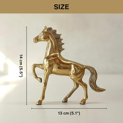 BEHOMA Metal Horse Figurine Showpiece Pack of, Gold - Set of 2