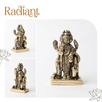 Brass Dattatreya Idol | Brahma Vishnu Mahesh Trimurti Murti for Mandir & Pooja Room | Brass God Statue for Home Decor (Design01: L4.5 x W7 x H7 cm)