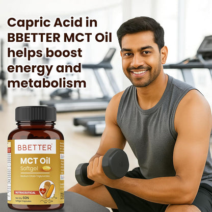 BBETTER MCT Oil Softgels | 1000mg Per Serving With Capric Acid & Caprylic Acid | Helps Support Energy, Metabolism & Brain Function | Supports Gut Health | Keto & Paleo Friendly | 60 Softgels