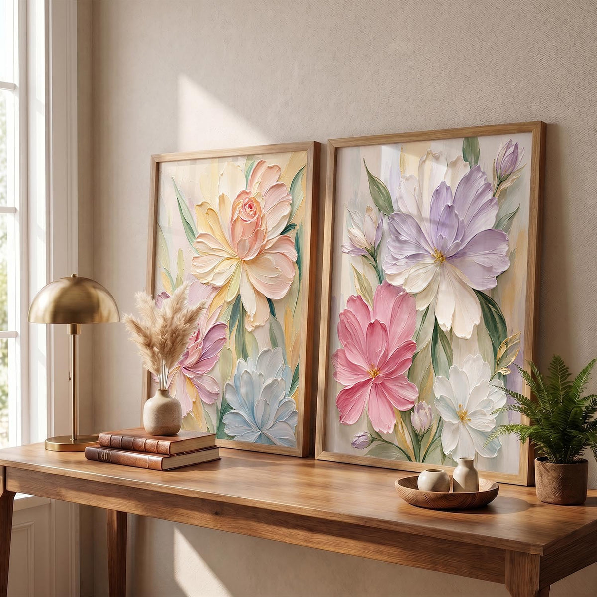 Aesthetic Boho Art Home Decoration | Boho Paintings With Frame For Living Room Bed Room Hotel Wall Decor Digital Reprint Set of 2 (13X17)