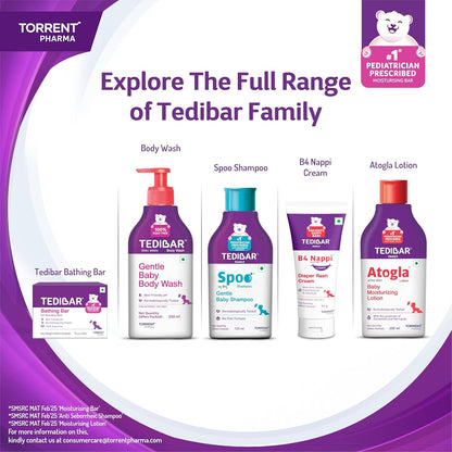 Tedibar Moisturising Baby Bathing Bar 75gx3 (Pack of 1) 100% Soap Free No. 1* Pediatrician Prescribed Moisturising Bar - By Torrent Pharma