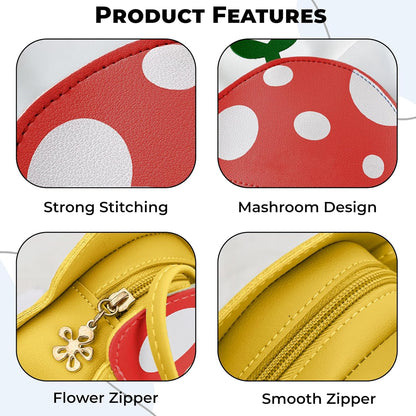 BEMBIKA Kids Sling Bag – Trendy Mini Crossbody Sling Backpack for Boys & Girls, Colorful PU Shoulder Bag -(1–5 Years | Red Flower Design)