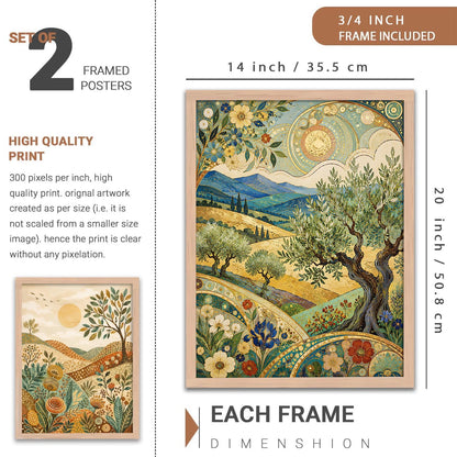 Modern Art Home Decoration Painting With Frame For Living Room Bed Room Hotel Wall Decor Digital Reprint Set of 2 (14X20)
