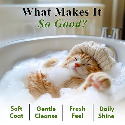 Petroyale 2-in-1 Shampoo + Conditioner for Cats - Anti-Tick & Flea - Dandruff Control - Itch Relief - Cat Shampoo with Coconut, Walnut & Aloe Vera for Healthy Skin & Coat - 300ml