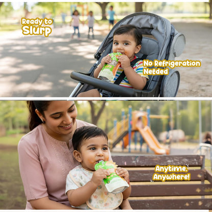 Rorosaur Ready to Eat Muskmelon & Mango Baby Food Puree Pouch 100g Each, Pack of 2 | For 6+ Months Babies & Toddlers | 100% Natural, No Added Sugar, No Preservatives