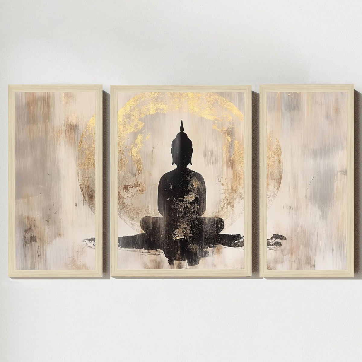 Framed Painting Buddha Abstract Framed Wall Art Painting Home D cor Pack Of 3 |Suits for Hallways, Living Room, Bedroom, Office Set Of 3, 22x46 cm, 33x44 cm