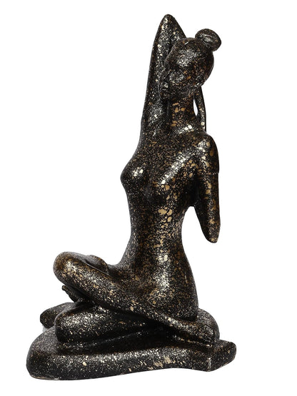 Black Resin Woman in Gomukhasana Cow Face Pose | Yoga Woman Statue Showpiece for Home Decor Living Room Bedroom Office Yoga Studio | Womens Day Gift for Ladies | Birthday Gift for Women