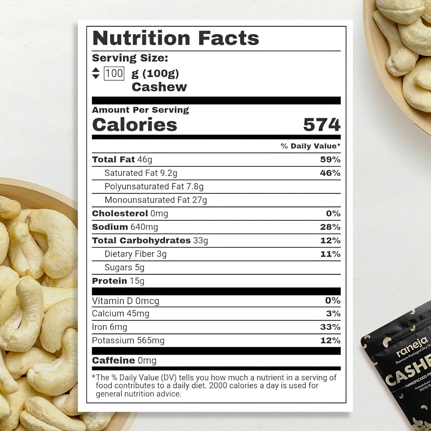 Raneja Premium Cashews (Grade W240) | 100% Natural Whole Kaju Healthy Snacks | Unsalted Cashew Nuts Crunchy, Nutritious & Delicious Nuts | Rich in Protein, Magnesium & Phosphorus