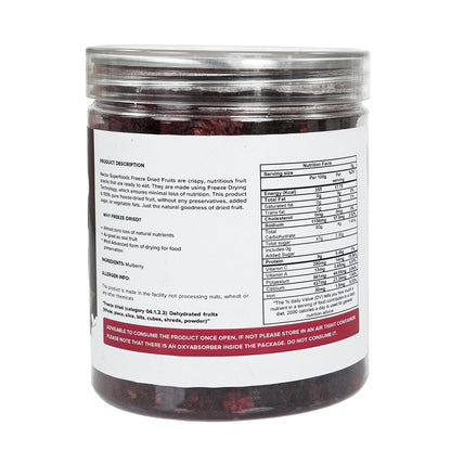 Nectar Superfoods Freeze Dried Mulberry - 40 grams Jar-Pack of 1 Nos | 100% Natural & Pure | No Preservatives, No Sugar Added, Vegan | Ideal for Cooking & Seasoning | Made in India