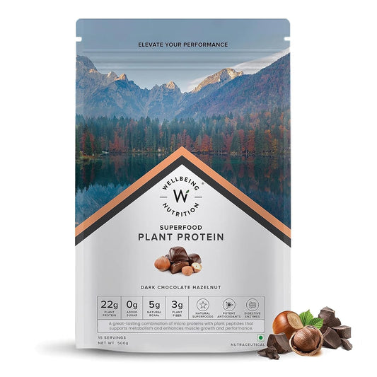 Zephivo Wellbeing Nutrition Organic Vegan Plant Protein Isolate Powder | 22g Protein, 5g BCAA European Pea & Brown Rice Protein | Superfoods, Fiber for Muscle Growth & Recovery | Dark Chocolate - 500gm