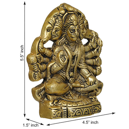 Premium Metal PanchMukhi Hanuman for Door Entrance Idol Statue Murti for Home and Pooja Decor | Diwali Puja Items for Home Decor (Gold, 5.5 Inches)