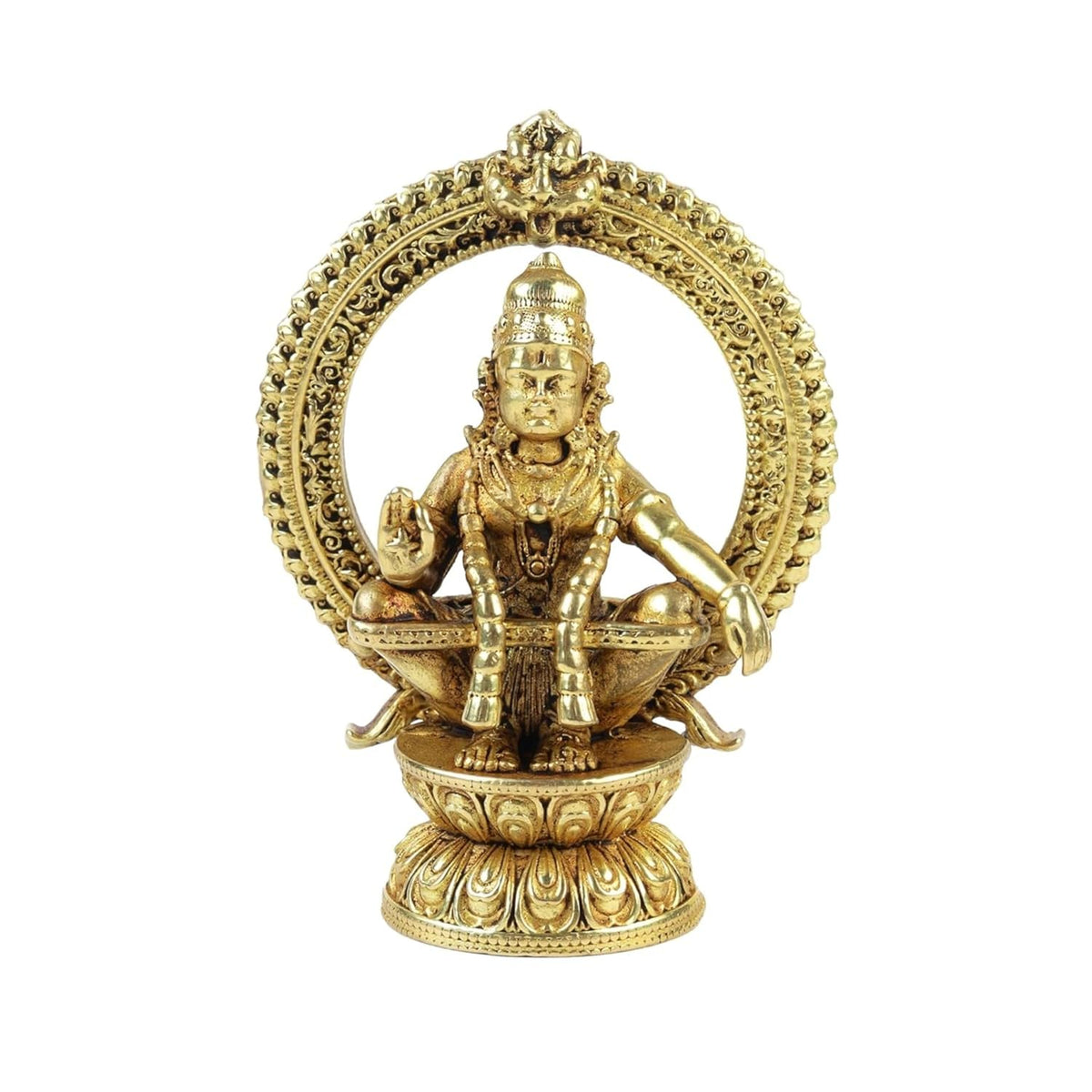 2.5 Inch Pure Brass Lord Ayyappa Idol | Decorative Murti for Home Temple, Mandir, Office Desk & Puja Room | Spiritual Showpiece, Festive Gift & Religious Home Decor