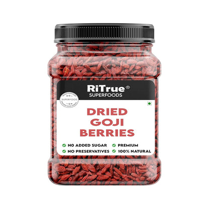 RiTrue Organic Dried Goji Berries without Sugar - 200 Gm - Unsweetened Goji Berry Dry Fruits