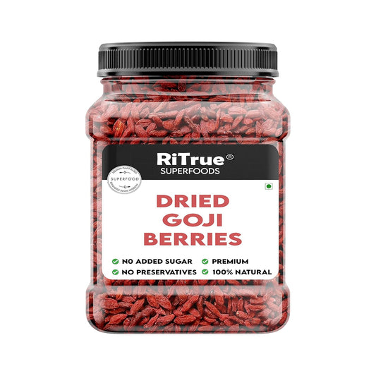 RiTrue Organic Dried Goji Berries without Sugar - 200 Gm - Unsweetened Goji Berry Dry Fruits