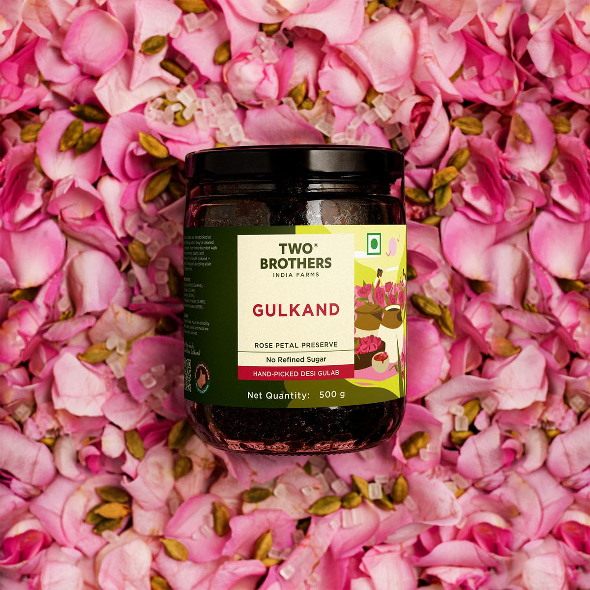 Two Brothers Natural Gulkand | Rose Petal Jam Made Without Refined Sugar | Sweetened with Raw Honey & Mishri | Natural & Traditional Preserve | Desi Gulab Gulkand