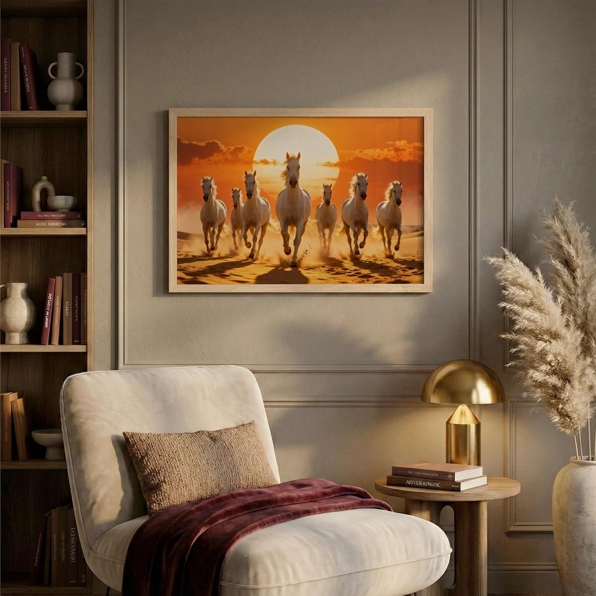 7 Horse Vastu Wall Painting (Landscape Collection) (Natural, Design 03, 13x19 Inch)