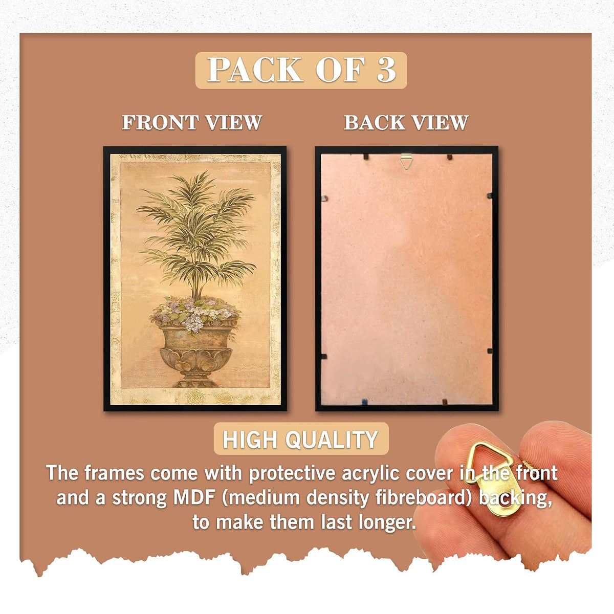 Wall Painting Frames For decor, Pictures Frame For Living Room, Home Decoration, Bedroom, Set of 3, 1pc- 23 x 30 cm, 2pc- 12.5 x 30 cm (Design 2)