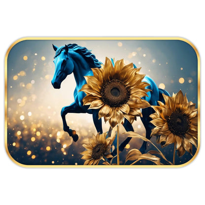 Running horse modern art Premium Sparkle Lamination Finished Surface Golden Slim Frame 35 cm x 28 cm Large Size, For Home/Office/Hotel painting KG48