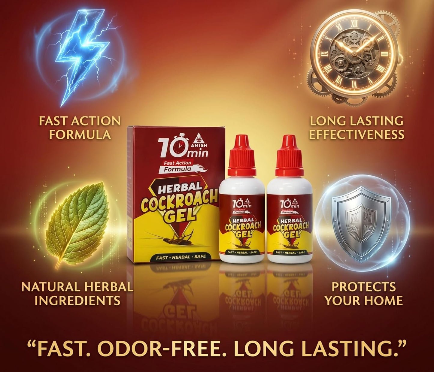 Amish C Herbal Cockroach Gel 20gm Pack of 2 |10 Minutes Result Guaranty|Removes Entire Cockroach Infestation|Powerful Cockroach Repellent For Home|100% Organic Chemical Free