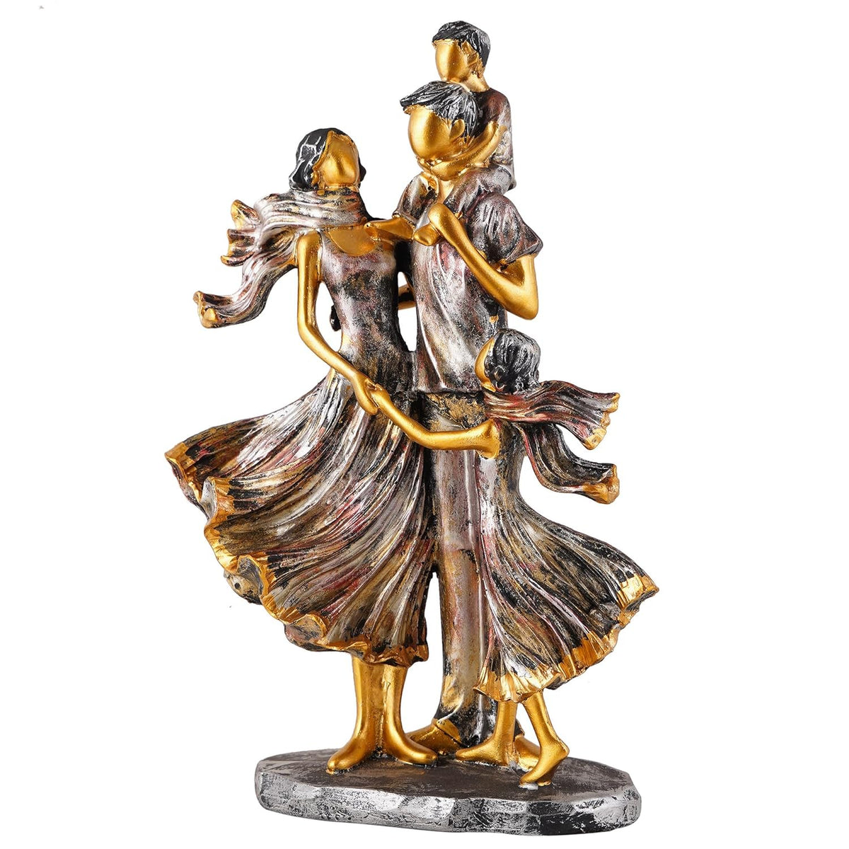 Family Showpiece for Home Decor, Golden (11 inch), Resin, Bird