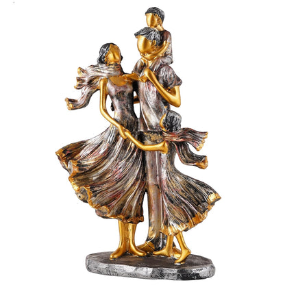Family Showpiece for Home Decor, Golden (11 inch), Resin, Bird