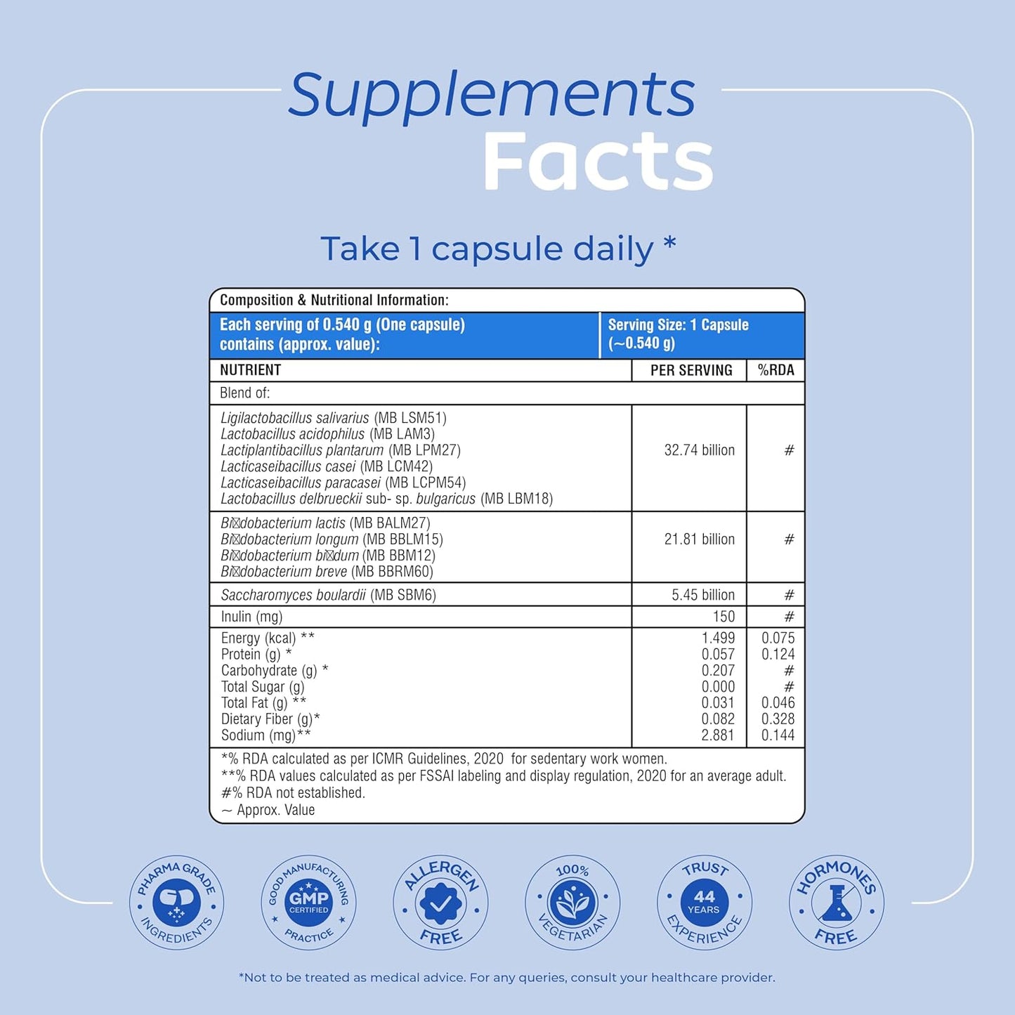 Arth Gut Health Supplement | Prebiotic & Probiotic Blend with 60 Billion CFU | 11 Probiotic Strains & 150mg Inulin | Supports Digestive Health, Bowel Regularity & Immunity | Reduces Bloating, Gas & Indigestion | For Men & Women | 30 Veg Capsules
