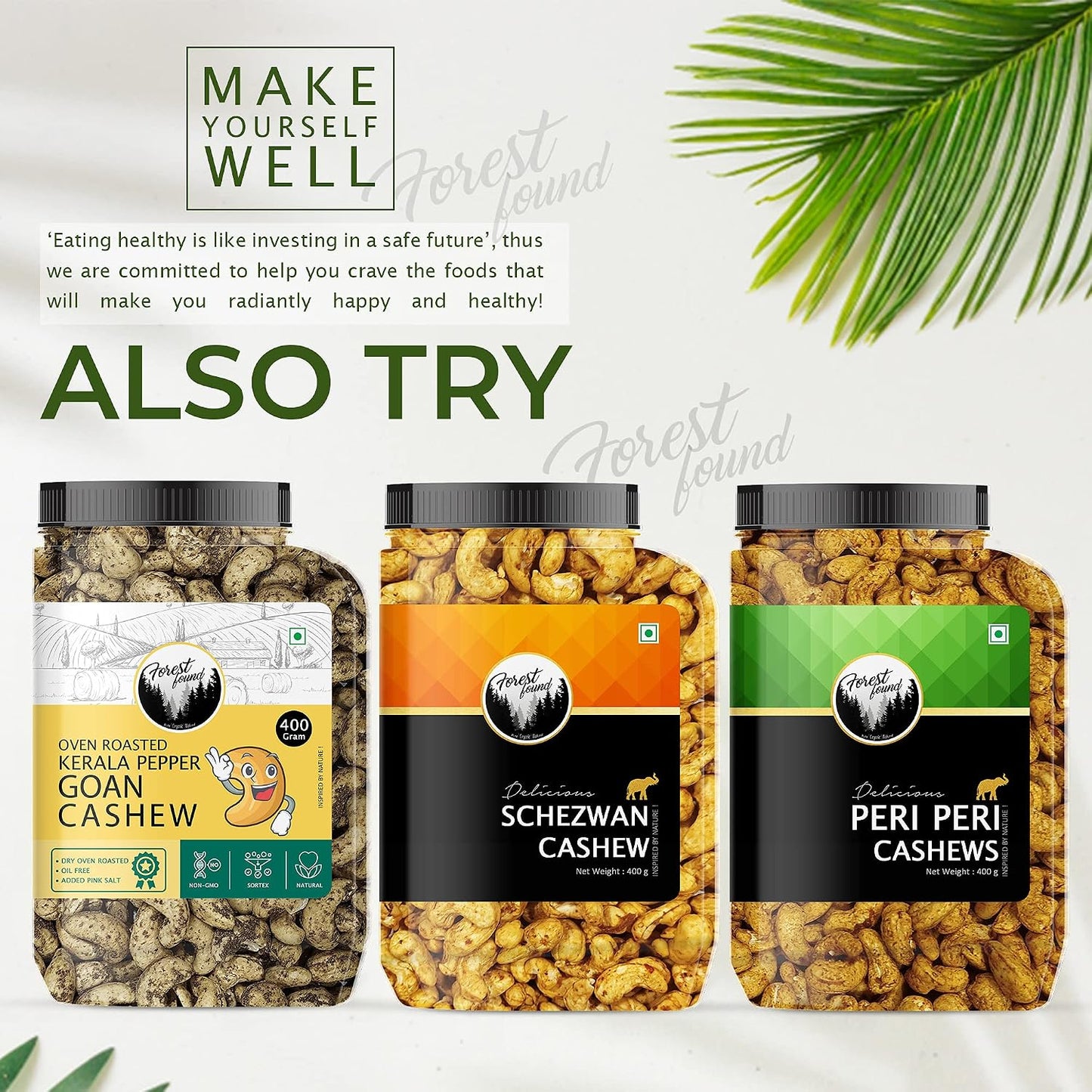 Forest Found W320 Grade Oven Roasted and Salted Cashew Nuts 900g | Crunchy Roasted Kaju Oil Free & Low Sodium Dry Roasted Cashews | Healthy Vegan Protein Snack - Jumbo Size Whole Cashews