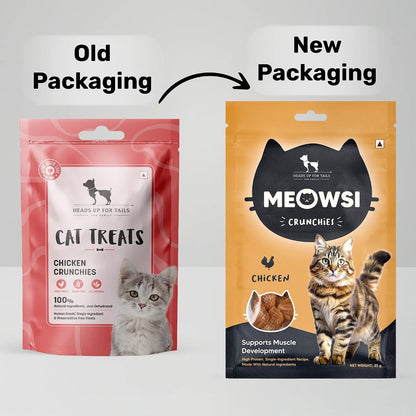 Meowsi by HUFT Chicken Crunchies Cat Treats – 35 gm | Protein-Rich Crunchy Cat Snacks | Tasty Chicken Treat for Cats & Kittens | Supports Dental Health | Ideal Training Reward