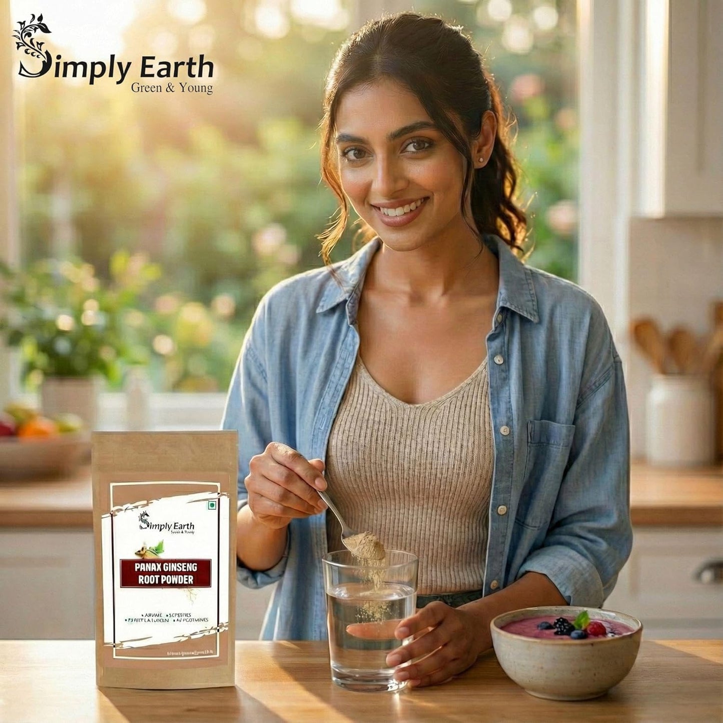 Simply Earth Cognitive Support Combo - Extra Strength Ginkgo Biloba (100g) & Red Panax Ginseng (100g) - Pure Organic Herbal Powder for Mental Clarity and Vitality