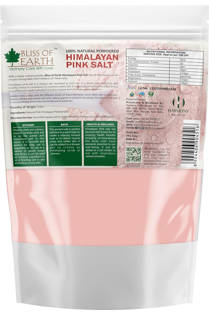 Bliss of Earth Pakistani Himalayan Pink Salt Fine Powder For Healthy Cooking, Natural Substitute of White Salt, Saindha Namak Pure 500gm
