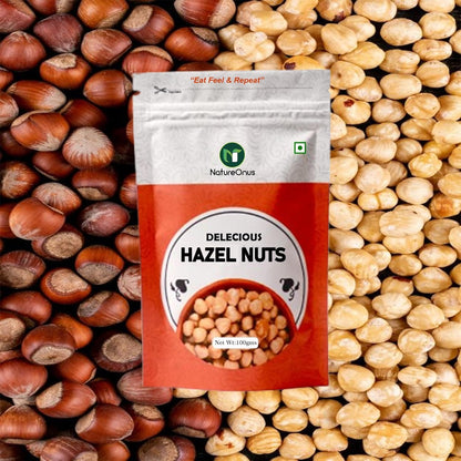 NATUREONUS Premium Hazelnuts 100 Gram | Delicious Hazel Nuts For Eating, Raw & Dehulled For Making Chocolate Spread, Tasty Dry Fruits