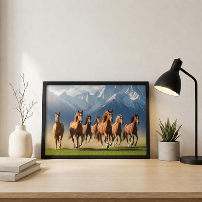 7 Horse Vastu Wall Painting (Landscape Collection) (Natural, Design 21, 48L x 33W cm)