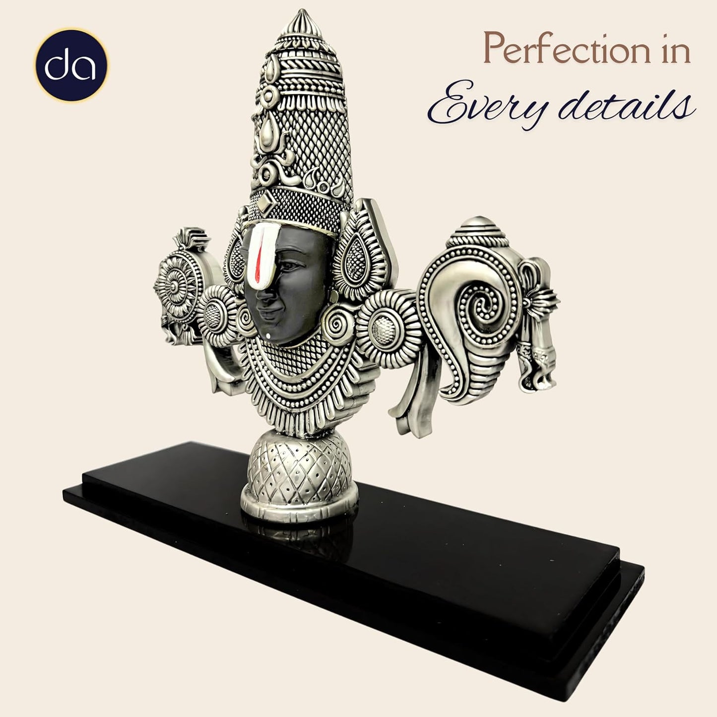 Dev Aastha  999 Silver Plated Balaji Statue | 4-Inch Divine Vastu Table Decor for Pooja Room & Prayer Room | Auspicious Lord Venkateswara Idol & Religious Gifting Item