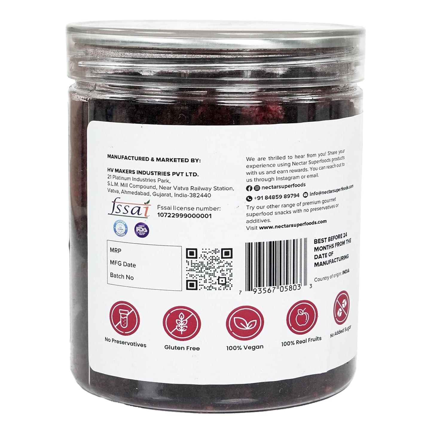 Nectar Superfoods Freeze Dried Mulberry - 40 grams Jar-Pack of 1 Nos | 100% Natural & Pure | No Preservatives, No Sugar Added, Vegan | Ideal for Cooking & Seasoning | Made in India