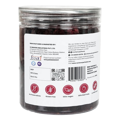 Nectar Superfoods Freeze Dried Mulberry - 40 grams Jar-Pack of 1 Nos | 100% Natural & Pure | No Preservatives, No Sugar Added, Vegan | Ideal for Cooking & Seasoning | Made in India