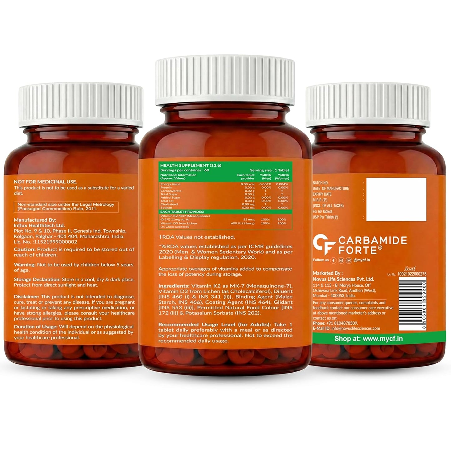 Three bottles of Carbamide Forte on a white background