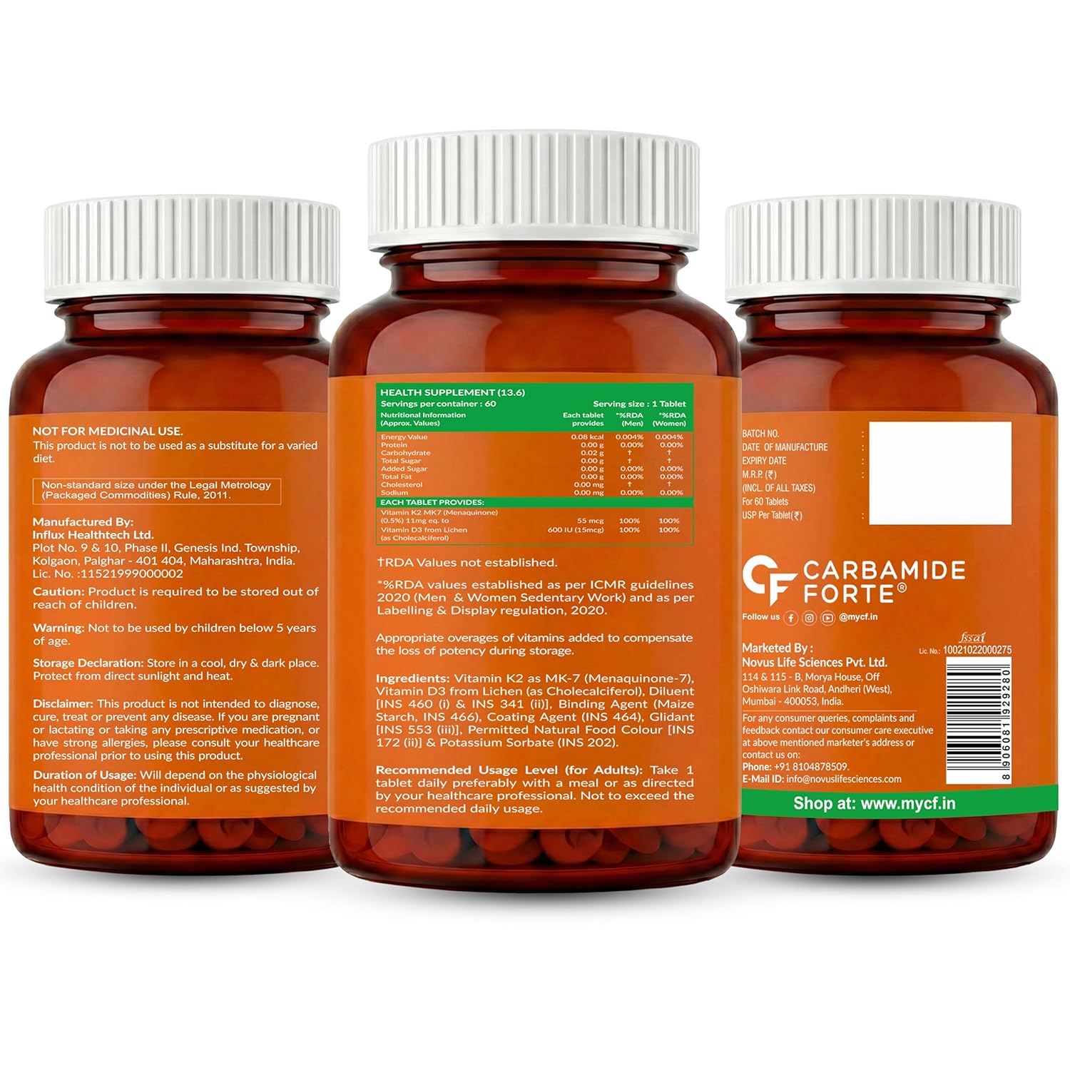 Three bottles of Carbamide Forte on a white background
